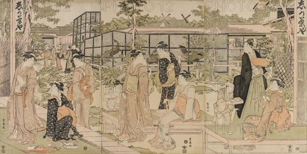 Visitors to the Shika Tea House, early 1790s. Utagawa Toyokuni (Japanese, 1769-1825). Color woodblock print; overall: 39.2 x 26.4 cm (15 7/16 x 10 3/8 in.).