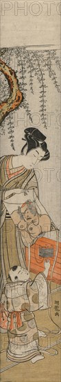 Young Man and Child with a Kite, early-mid 1770s. Isoda Koryusai (Japanese). Color woodblock print; sheet: 70.8 x 12.2 cm (27 7/8 x 4 13/16 in.).