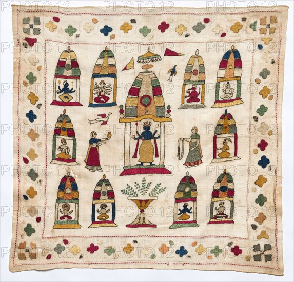 Rumal (Handkerchief), 1700s. India, Punjab, Chamba, 18th century. Embroidery: silk on cotton tabby ground; overall: 62.2 x 63.5 cm (24 1/2 x 25 in.).