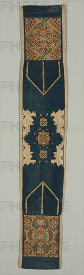 "Arid" (Band to Decorate Edge of Mattress), 1600s-1700s. Morocco, Chechauen, 17th-18th century. Embroidery: silk on linen tabby ground; average: 181 x 31.8 cm (71 1/4 x 12 1/2 in.)