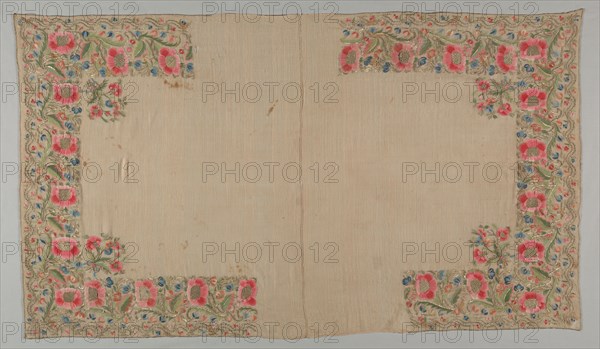Embroidered Towel (Havlu), 19th century. Turkey, 19th century. Embroidery: silk and metallic threads on cotton tabby ground; average: 151.1 x 86.4 cm (59 1/2 x 34 in.)
