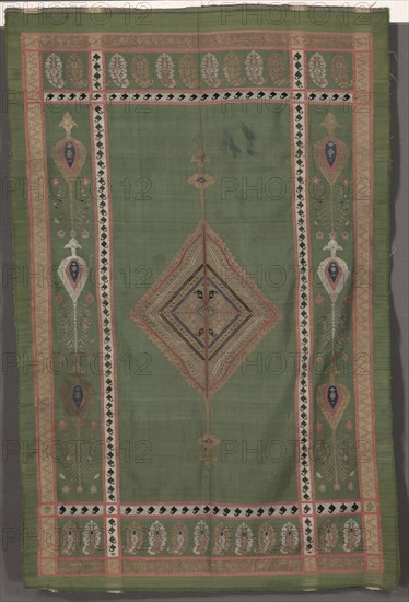 Scarf, 1800s. Iran, 19th century. Twill and tabby weaves, brocaded; overall: 183.5 x 120.7 cm (72 1/4 x 47 1/2 in.).