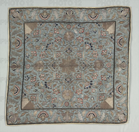 Embroidered Panel, 1700s - 1800s. India, 18th-19th century. Embroidery; silk and metallic threads; overall: 81.9 x 78.7 cm (32 1/4 x 31 in.).