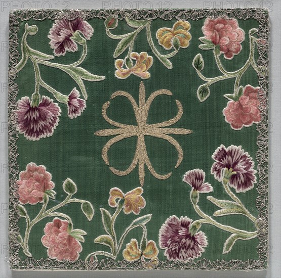 Pouch for the Chalice Cover, 1700s. Italy, 18th century or later. Embroidered satin and silk; overall: 26.1 x 26.1 cm (10 1/4 x 10 1/4 in.).