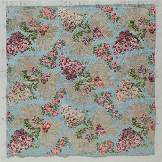 Brocade, 1723-1774. France, 18th century, period of Louis XV (1723-1774). Lampas weave, brocaded; overall: 55.3 x 54.3 cm (21 3/4 x 21 3/8 in.)