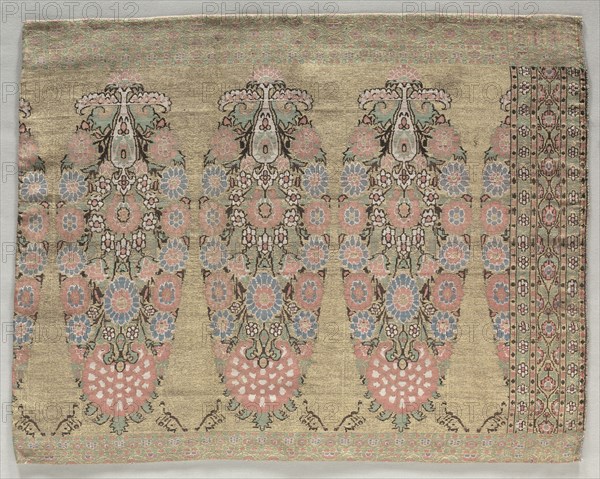 Two Pieces from a Scarf, 1700s. Iran, 18th century. Brocade; overall: 38.7 x 49 cm (15 1/4 x 19 5/16 in.).