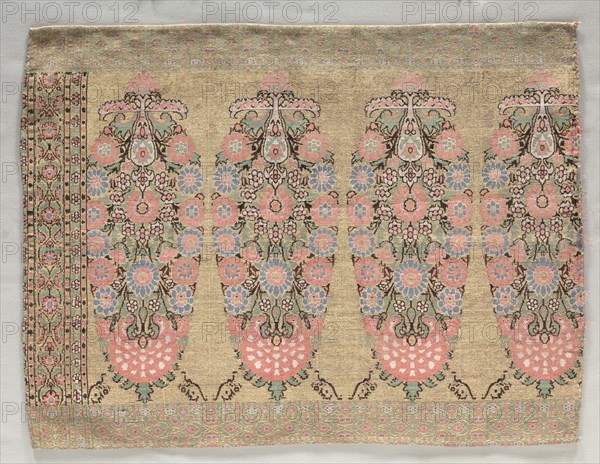 Two Pieces from a Scarf, 1700s. Iran, 18th century. Brocade; overall: 38.5 x 50.5 cm (15 3/16 x 19 7/8 in.)