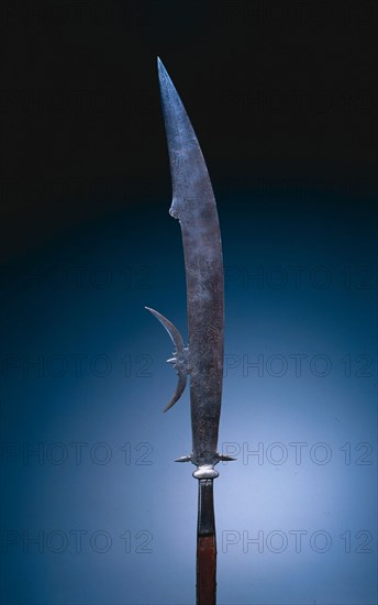 Glaive (with Arms of Giustini Family), c. 1600-1620. Italy, Venice, 17th century. Steel, etched; wood haft; overall: 184.5 cm (72 5/8 in.); blade: 15.2 cm (6 in.).