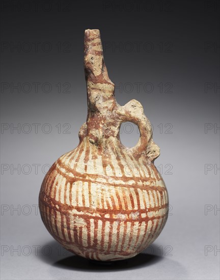 Jug, c. 1725-1600 BC. Cyprus, Middle Cypriot III. White painted ware; diameter: 7 cm (2 3/4 in.); overall: 16.5 cm (6 1/2 in.).