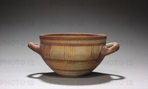 Bowl, c. 750-600 BC. Cyprus, Cypro-Archaic I. White painted ware; overall: 6.2 cm (2 7/16 in.); diameter of base: 5 cm (1 15/16 in.); diameter of rim: 10.3 cm (4 1/16 in.).