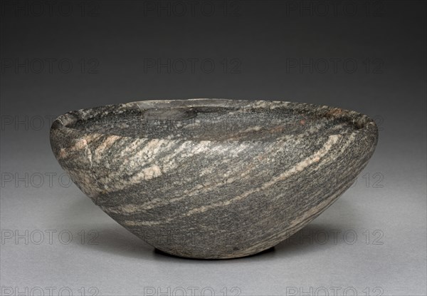 Bowl, 2770-2647 BC. Egypt, Early Dynastic Period, Dynasty 2, reign of Nynetjer or later. Anorthosite gneiss; diameter: 20 cm (7 7/8 in.); overall: 8.2 cm (3 1/4 in.).