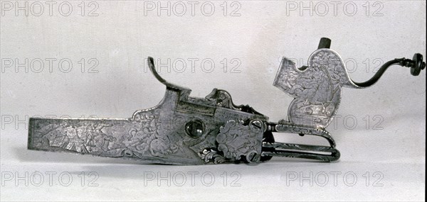 Wheel-Lock from a Hunting Rifle, c. 1720-1740. Germany, Munich, 18th century. Steel, engraved; overall: 29.2 x 11.7 cm (11 1/2 x 4 5/8 in.).