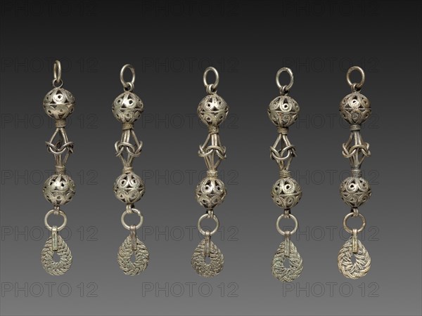 Set of Buttons, 1800s. Balkans, 19th century. Silver; average: 8.3 cm ...