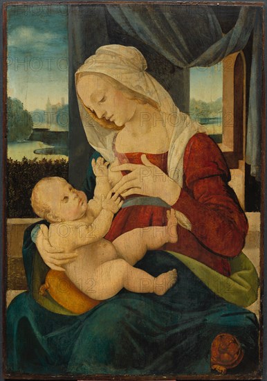 Virgin and Child, 1400s. Follower of Lorenzo di Credi (Italian, 1459-1537). Oil on wood; framed: 99.7 x 74.9 x 7.6 cm (39 1/4 x 29 1/2 x 3 in.); unframed: 78.4 x 54.5 cm (30 7/8 x 21 7/16 in.)