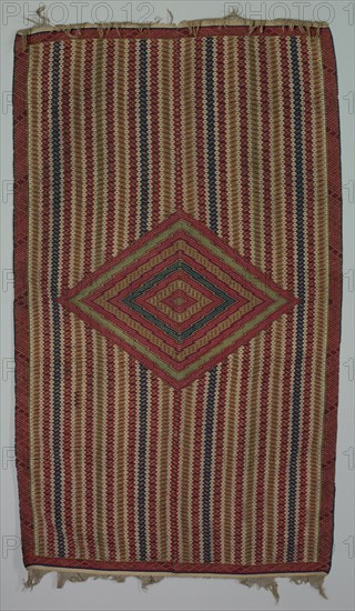 Sarape, c. 1820-1860. America, Native North American, Southwest, Mexico, Saltillo, Post-Contact, Classic Period. Tapestry weave: cotton and wool; overall: 210.9 x 124.5 cm (83 1/16 x 49 in.)