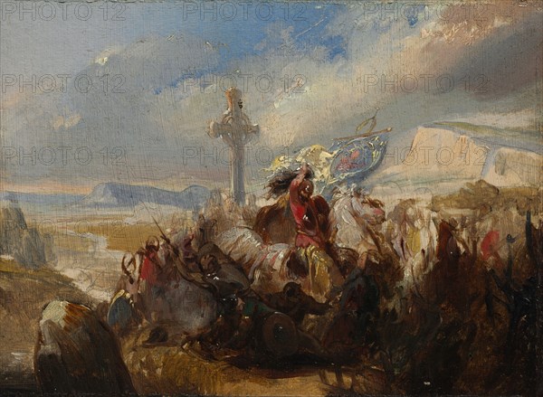 Battle of Poitiers, 25 October 732, 1830s. Circle of Baron Charles de Steuben (French). Oil on pulp board; unframed: 12.5 x 16.7 cm (4 15/16 x 6 9/16 in.)