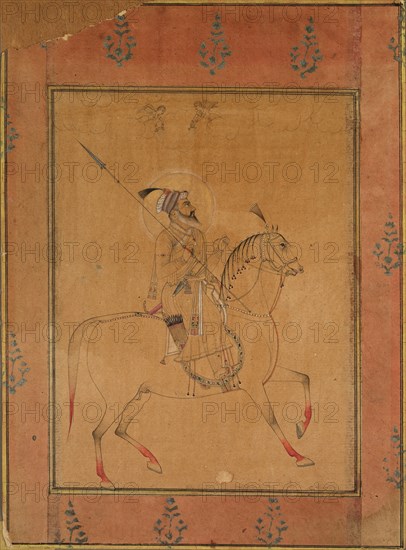 Emperor Shah Jahan, late 17th century. India, Mughal Dynasty (1526-1756). Ink and color on paper; image: 15.7 x 20.6 cm (6 3/16 x 8 1/8 in.); overall: 21.3 x 28.9 cm (8 3/8 x 11 3/8 in.).