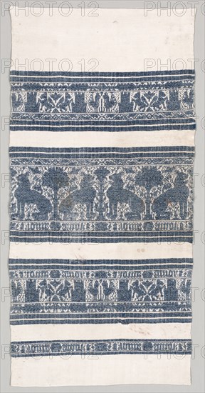 Towel, c. 1500. Italy, Perugia ?, late 15th-early 16th Century. Cotton; overall: 108 x 52.1 cm (42 1/2 x 20 1/2 in.)