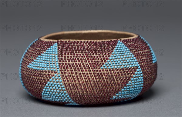 Gift Bowl, c. 1895. California, Wappo, late 19th- early 20th century. Willow, sedge, with beads; coiled (1 rod); overall: 6 x 13 cm (2 3/8 x 5 1/8 in.).