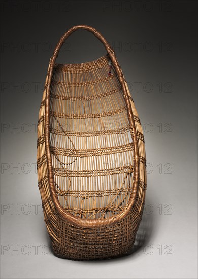 Cradle Basket, c 1875- 1910. California, Yurok or Hupa, Late 19th century. Twined; overall: 17.8 x 73.7 cm (7 x 29 in.).