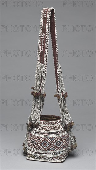 Basket , c 1875- 1917. Phillipines, Mininao, Bagobo people, Late 19th- Early 20th century. Natural fibers, cloth, glass beads, metal; overall: 11.8 x 7.9 cm (4 5/8 x 3 1/8 in.).
