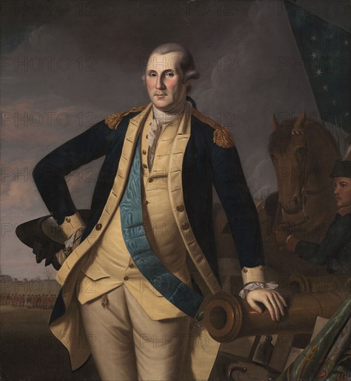 George Washington at the Battle of Princeton, c. 1779. And workshop Charles Willson Peale (American, 1741-1827). Oil on canvas; framed: 153 x 144 x 7 cm (60 1/4 x 56 11/16 x 2 3/4 in.); unframed: 131 x 121.6 cm (51 9/16 x 47 7/8 in.).