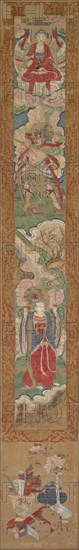 Buddhist Panel, 1300s. China or Korea, Yuan dynasty (1271-1368). Hanging scroll; ink and color on paper; overall: 203.2 x 31.4 cm (80 x 12 3/8 in.).