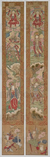 Buddhist Panel, 1300s. China, Yuan dynasty (1271-1368). Hanging scroll, ink and color on paper; overall: 203.2 x 31.4 cm (80 x 12 3/8 in.)