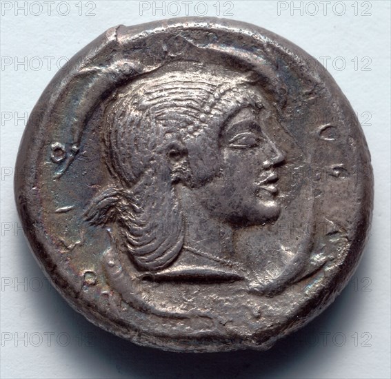 Tetradrachm: Female Head (reverse), 485-478 BC. Greece, 5th century BC. Silver; diameter: 2.4 cm (15/16 in.).