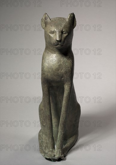 Cat Coffin, 305-30 BC. Egypt, Ptolemaic Dynasty (305-30 BC). Bronze, hollow cast; overall: 51 x 14.1 x 24 cm (20 1/16 x 5 9/16 x 9 7/16 in.).