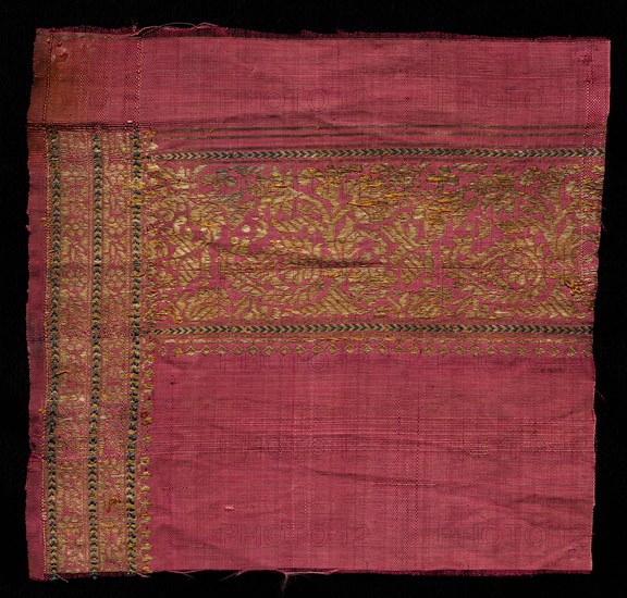Sari (Fragment), 1800s. India, 19th century. Brocade; silk and metal thread; overall: 19.2 x 20.1 cm (7 9/16 x 7 15/16 in.)