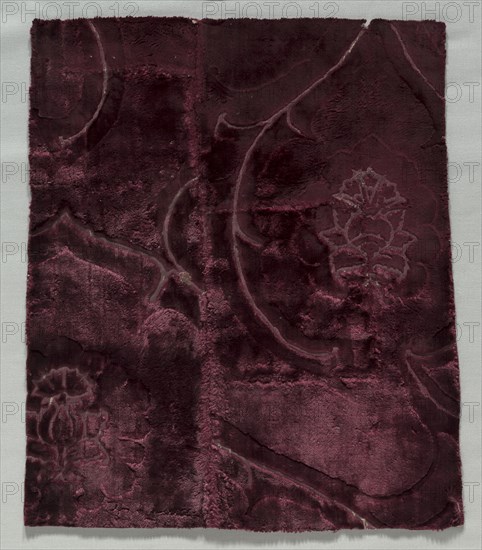 Two Velvet Fragments Sewn Together, 1400s. Italy, 15th century. Velvet (cut and voided); overall: 39 x 33 cm (15 3/8 x 13 in.)