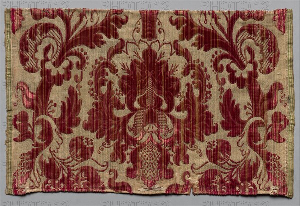 Fragment of Velvet Brocade, late 1600s or early 1700s. Italy ?, late 17th or early 18th century. Brocaded silk velvet; overall: 55.9 x 47.6 cm (22 x 18 3/4 in.)