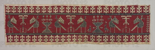 Five Embroidered Fragments, 18th-19th century. Morocco, Azemmur, 18th-19th century. Embroidery: silk on linen tabby ground; overall: 21.3 x 74.5 cm (8 3/8 x 29 5/16 in.).