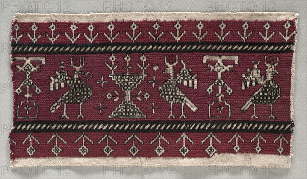 Five Embroidered Fragments, 18th-19th century. Morocco, Azemmur, 18th-19th century. Embroidery: silk on linen tabby ground; overall: 13.4 x 24.1 cm (5 1/4 x 9 1/2 in.).