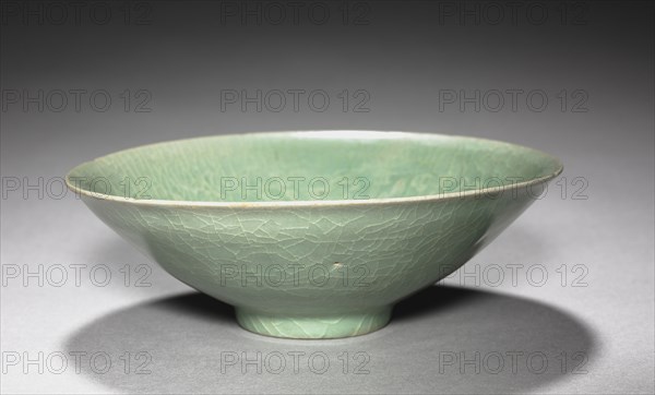 Bowl with Lotus and Child Design in Relief, 1200s. Korea, Goryeo period (918-1392). Pottery; diameter of mouth: 19.9 cm (7 13/16 in.); overall: 6.5 cm (2 9/16 in.).