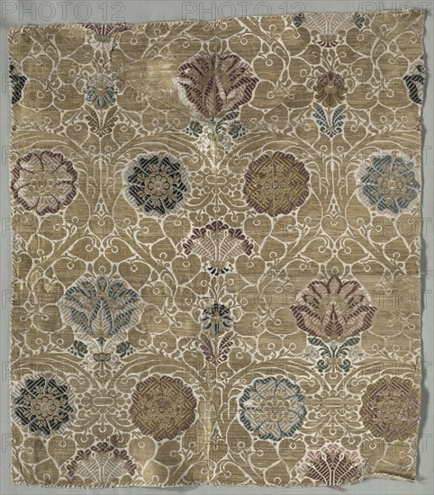 Brocaded Textile, late 1500s. Italy, late 16th century. Brocade; silk and metal; overall: 52.1 x 46.3 cm (20 1/2 x 18 1/4 in.)