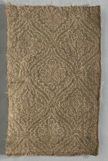 Two Brocaded Fragments, late 1500s. Italy, late 16th century. Lampas weave (?), silk and metal thread; overall: 21.6 x 14 cm (8 1/2 x 5 1/2 in.)