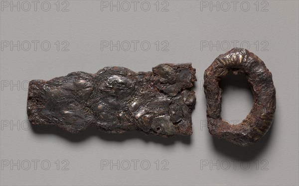 Buckle, 600s. Merovingian, Burgundian, Migration period, 7th century. Iron with silver overlay; overall: 15.6 cm (6 1/8 in.)