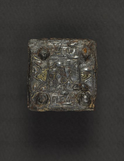 Belt Plate, 600s. Frankish, Migration period, 7th century. Iron with silver overlay; overall: 4 x 4.8 cm (1 9/16 x 1 7/8 in.)