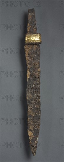 Single-Edged Knife (Scramasax), 600s. Frankish, Champagne(?), Migration period, 7th century. Iron, copper, and gold foil