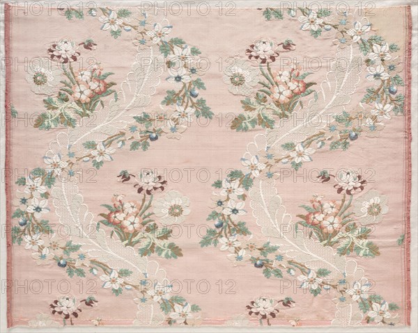 Taffeta, c. 1760. France, 18th century, Period of Louis XV (1723-1774). Taffeta, brocaded; silk; overall: 44.6 x 55.6 cm (17 9/16 x 21 7/8 in.)