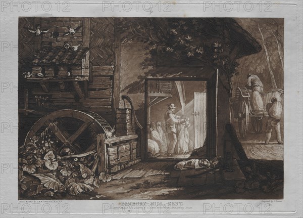 Liber Studiorum:  Pembury Mill, Kent. Joseph Mallord William Turner (British, 1775-1851). Etching and mezzotint
