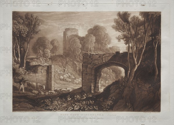 Liber Studiorum:  East Gate, Winchelsea, Sussex. Joseph Mallord William Turner (British, 1775-1851). Etching and mezzotint