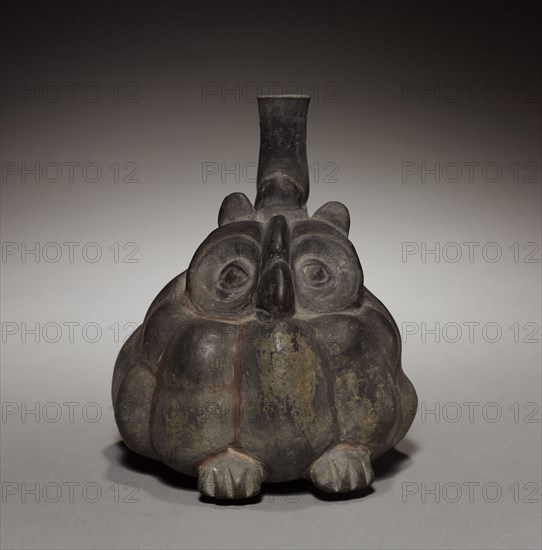 Bottle, 900-1470. Peru, Chimu, 900-1470. Black ware; overall: 16 x 14.2 x 20.2 cm (6 5/16 x 5 9/16 x 7 15/16 in.).
