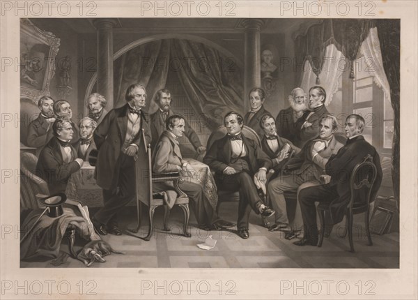 Washington Irving and his Literary Friends at Sunnyside, 1864. Thomas Oldham Barlow (British, 1824-1889). Engraving