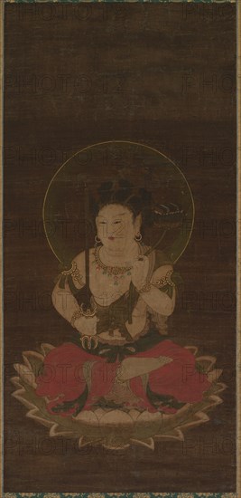 Chigo Monju: Manjusri as a Child, early 1400s. Japan, Muromachi period (1392-1573). Hanging scroll: ink, color, and gold pigment on silk; painting only: 75.8 x 36.2 cm (29 13/16 x 14 1/4 in.); including mounting: 170.2 x 55.3 cm (67 x 21 3/4 in.).