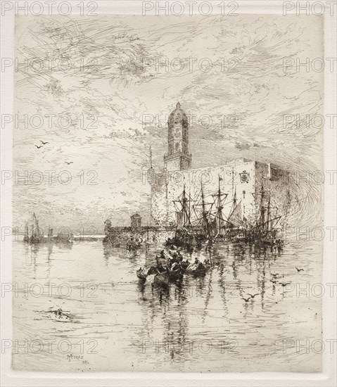 Castle of San Juan de Ulua, Verz Cruz, 1884. Thomas Moran (American, 1837-1926). Etching; platemark: 29.2 x 25.5 cm (11 1/2 x 10 1/16 in.).