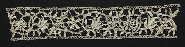 Needlepoint (Punto in aria) Lace Insertion, 16th-17th century. Italy, Venice, 16th-17th century. Lace, needlepoint; overall: 6.3 x 33.7 cm (2 1/2 x 13 1/4 in.)
