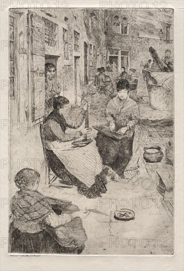 Etchings of Venice: Bead Stringers, 1882. Otto H. Bacher (American, 1856-1909). Etching; plate: 33.3 x 22.5 cm (13 1/8 x 8 7/8 in.).